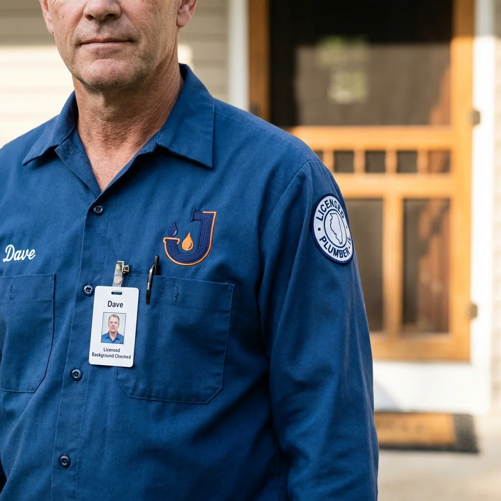 Licensed plumber showing ID badge in Dowagiac, MI