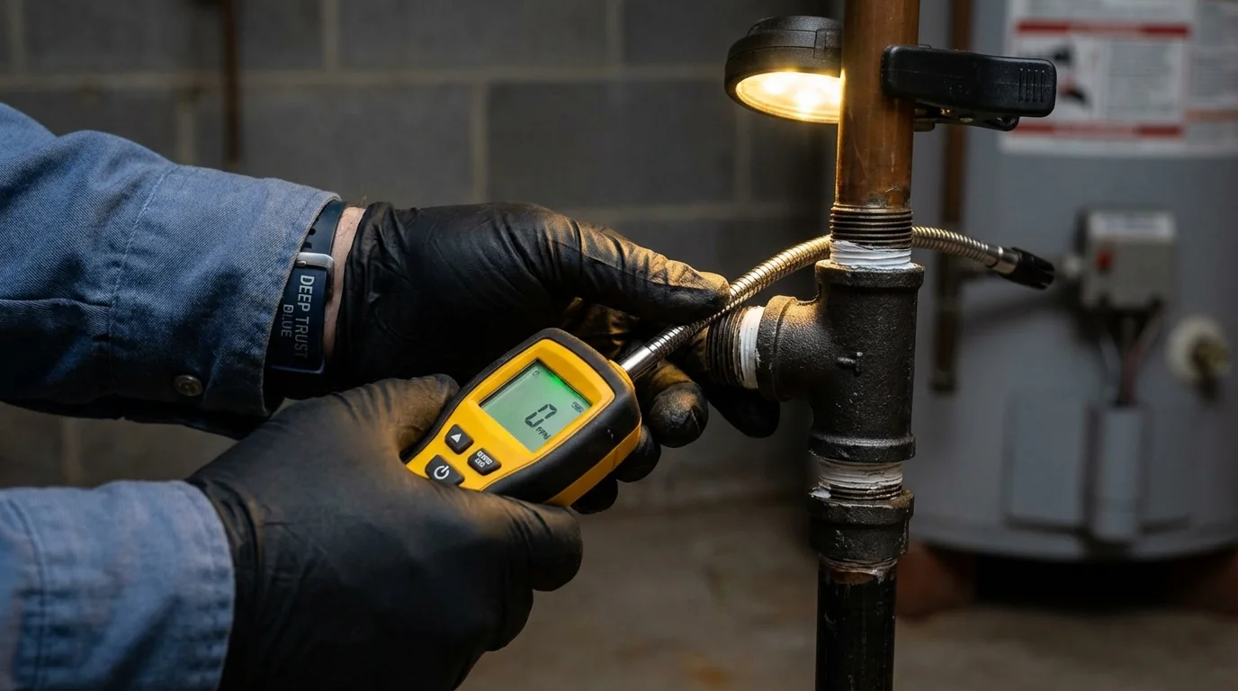Gas leak detection with electronic sniffer by Johns Plumbing LLC in Dowagiac